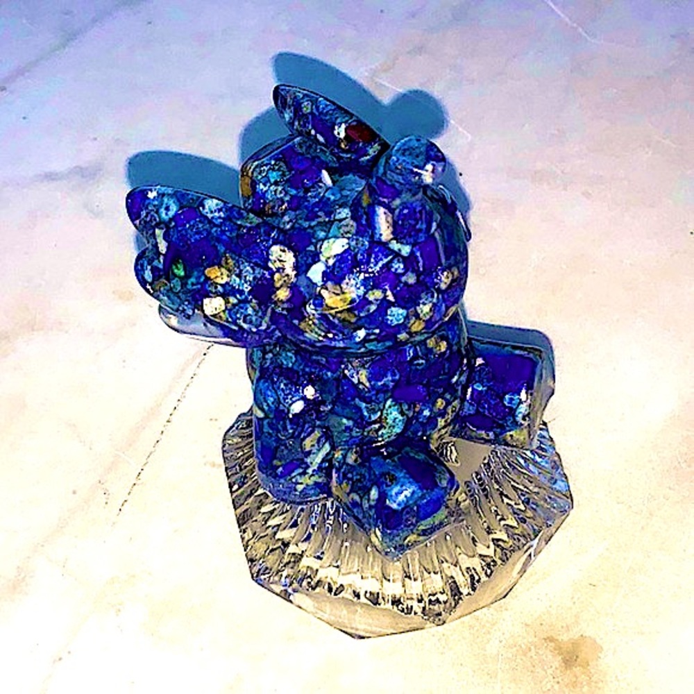 RESIN NATURAL LAPIS LAZULI CHIPS GEMS ELEPHANT HAND CRAFTED